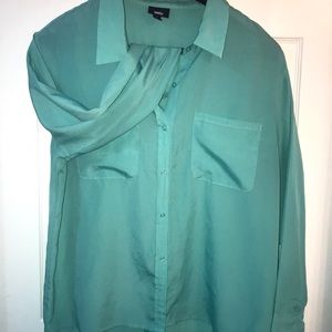 Teal collared button up Blouse